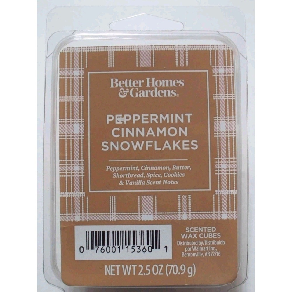 Better Homes & Gardens "Peppermint Cinnamon Snowflakes" Wax Cubes 2.5 oz~NEW~